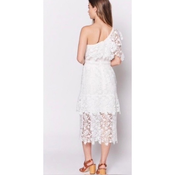 NWT!! JOIE Belisa White Lace Dress One Shoulder Porcelain Bridal Rehearsal 6 - Picture 9 of 16